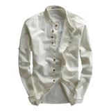 Camisa Japonesa De Algodón Y Lino Para Hombre, Blusa Clásica