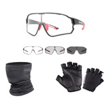 Pack Ciclismo Deportivo Guantes Lentes Cuello Rockbros Mtb