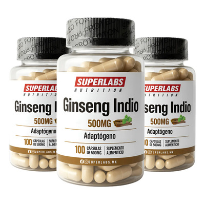 Superlabs Nutrition Ginseng Indio 500 Mg 100 Capsulas 3pack | Envío gratis
