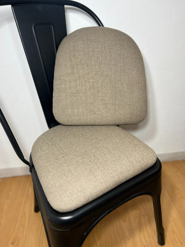 Asiento Almohadón P/silla Tolix Lino Tapicero Base Madera 