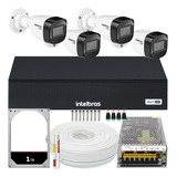 Kit Cftv 4 Cameras Segurança Intelbras Residencial 1tb 10a