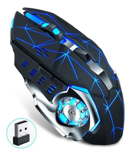  Mouse Gamer Inalámbrico Silencioso Y Recargable Con Luz Led