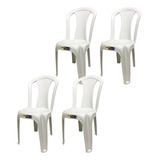 Kit 4 Cadeiras Plástica Branca Bistrô P/até 182kg Resistente Cor Branco