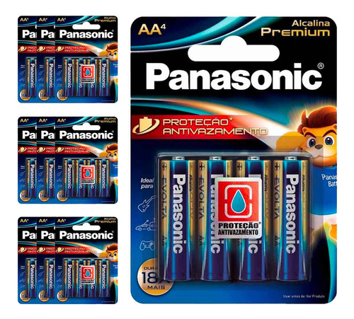 40 Pilhas Alcalinas Premium Aa Panasonic (10 Cart)