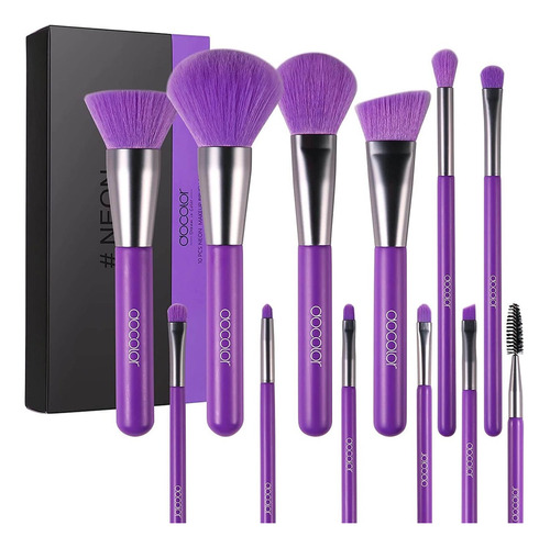 Set Brochas 10 Pzas Neon Morado X Docolor Original