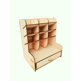 Organizador De Escritorio Mdf Madera Con Cajonera