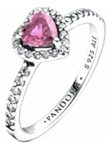 Anillo Pandora Corazón Elevado Brillante Rosa