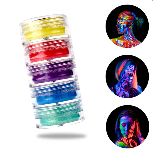 Tinta Facial Neon Kit 5 Cor Maquiagem Rosto Carnaval Make