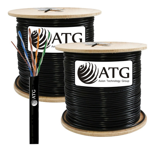 Cable Utp Atg 100% Cobre Cat5e Exterior Cctv 2 Bobinas X 305