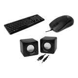 Kit Básico Mouse Optico, Teclado Padrão E Caixa De Som Pc