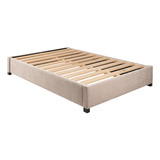 Base De Cama Queen Size Box Con Tapiz Diseño Moderno Qs Color Xecah Arena