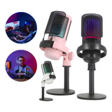 Microfone Condensador Gamer Rgb Usb Profissional De Mesa Pc