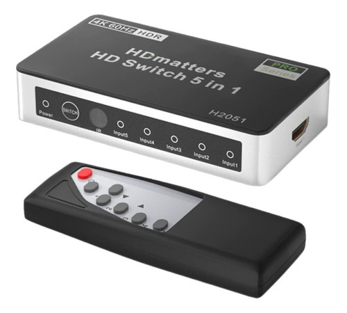 Switch Hdmi 2.0 5x1 4k 60hz Hdcp 2.2 Chaveador Switcher C/ir