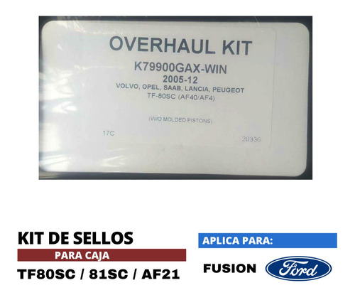 Kit De Sellos Tf80sc / Tf81sc / Af21 Ford Fusion Foto 4