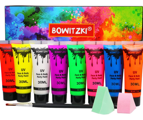 Bowitzki Uv Neon Body Paint 8 X 30ml Kit De Pintura Facial 1