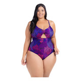 Maiô Plus Size Cintura Alta Com Bojo Casual Praia/piscina