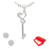 Dije Llave Corazón Infinito Y Cadena De Plata + Regalo