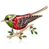 Broche Prendedor Dama Caballero Pájaro Verde Vintage