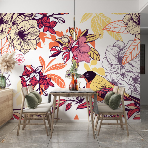 Vinilo Floral Mural - Pared Gigantografia Estampado Adhesivo