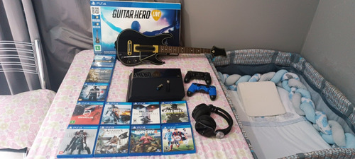 Ps4 Fat+ Guitar Hero Live+ Headset Pulse 7.1+ 11jogos+ 2 Control