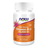 Vitamina D3 10000 Ui 240 Caps Softgels Now Foods Importado