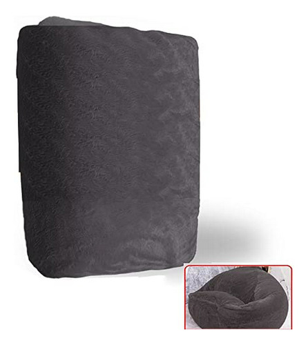 Funda Sofa Puff Peludo 2/3/4/5ft (gris Oscuro, 2ft-d60cm)