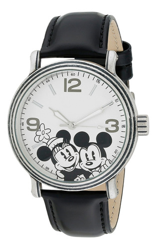 Reloj Hombre Disney W001856 Cuarzo Pulso Negro En Cuero