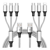 Cable De Carga Para Telefonos 3 En 1 De 1.5m Pack 2 Unidades