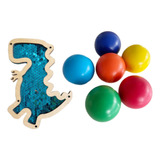 6 Bolas De Arcoíris De Madera Montessori Dinosaurio Azul