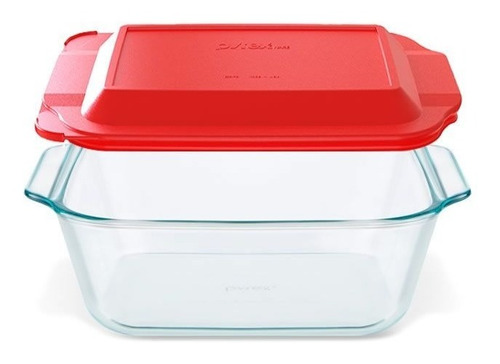 Fuente Cuadrada Vidrio Con Tapa 2,5 L Pyrex Deep G