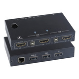 Conmutador Kvm 2 En Gigabit 4k/usb Rj45 Adaptativo De Alta N