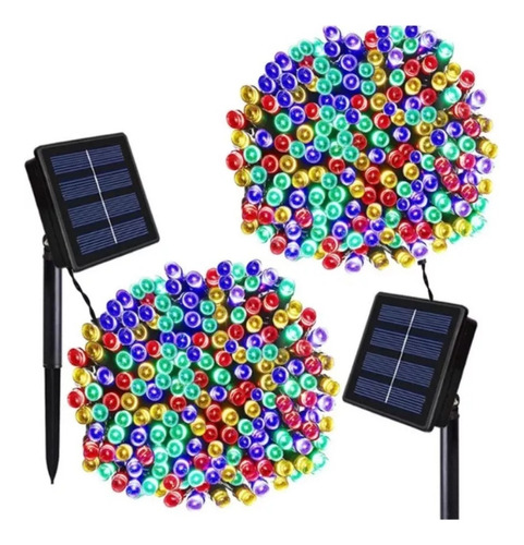 X2 Guirnalda Luces Led Navidad Solar Exterior Decorativa 10m