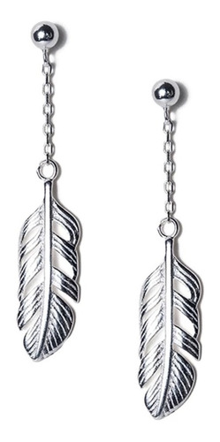 Aretes Pendientes Plumas Oscilantes Plata S925 