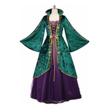 Woshow Traje De Cosplay De Terciopelo Verde Medieval Vestido