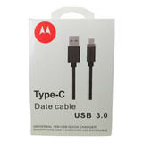 Motorola Cable Tipo C Carga Rápida 3.0 Color Negro