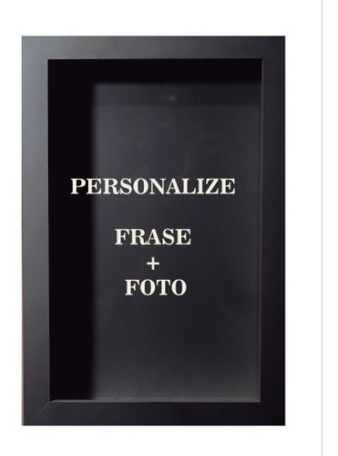 Quadro Cofre Frase Personalizada + Foto Em Mdf 30x20 Preto