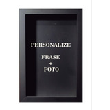 Quadro Cofre Frase Personalizada + Foto Em Mdf 30x20 Preto