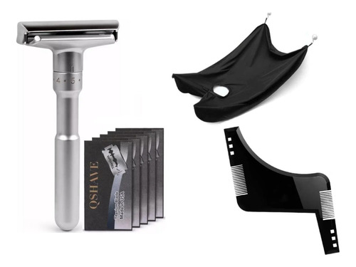 Barbeador Qshave Safety Razor+avental De Barbear+régua Barba