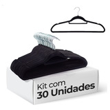 Kit 30 Cabides Veludo Antideslizante De Roupa Slim Adulto