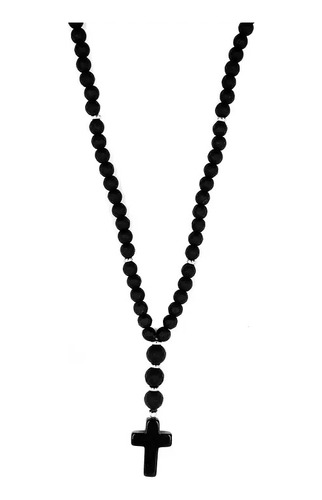 Collar Negro Turmalina Con Cruz Obsidiana Moda Hombre 2023