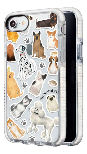 Funda Para iPhone Para Mujer Perritos Patrón Con Tu Nombre