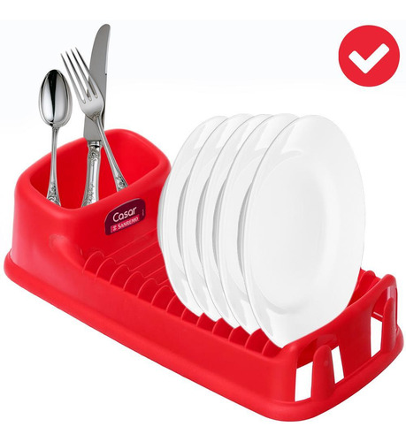 Estante Para Platos Compacto De Plástico Casar Sanremo, Rojo