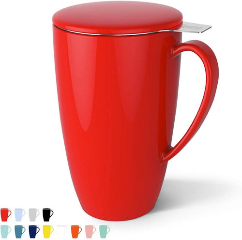 Taza De Té De Porcelana Con Infusor Y Tapa 443ml