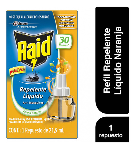 Insecticida Líquido Raid Aromatizante Naranja Repuesto 21.9ml