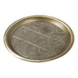 Bandeja Redonda De Metal Decorativa Resistente De 12 Pulgada