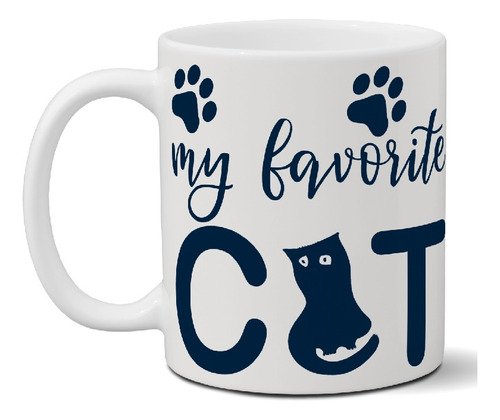 Taza De Cerámica Frases Mi Gato Favorito Importada Art Gf 56