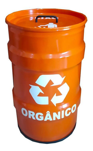 Lixeira Metalica Tambor Reciclagem Organico Tonel 50lt