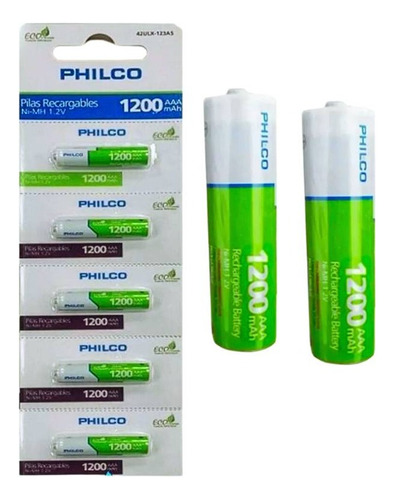 Pilas Recargables Aaa Philco 1200mah Tira 5 Unidades