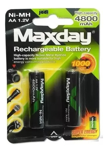 Pack2 Pilas Recargables Aaa Pila Aaa 2 Pilas 2800mah Recarga