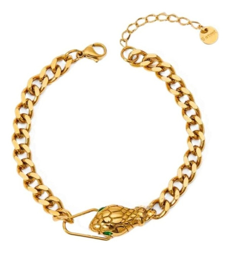 Pulsera Regulable Serpiente Acero Quirúrgico Laminado Oro18k